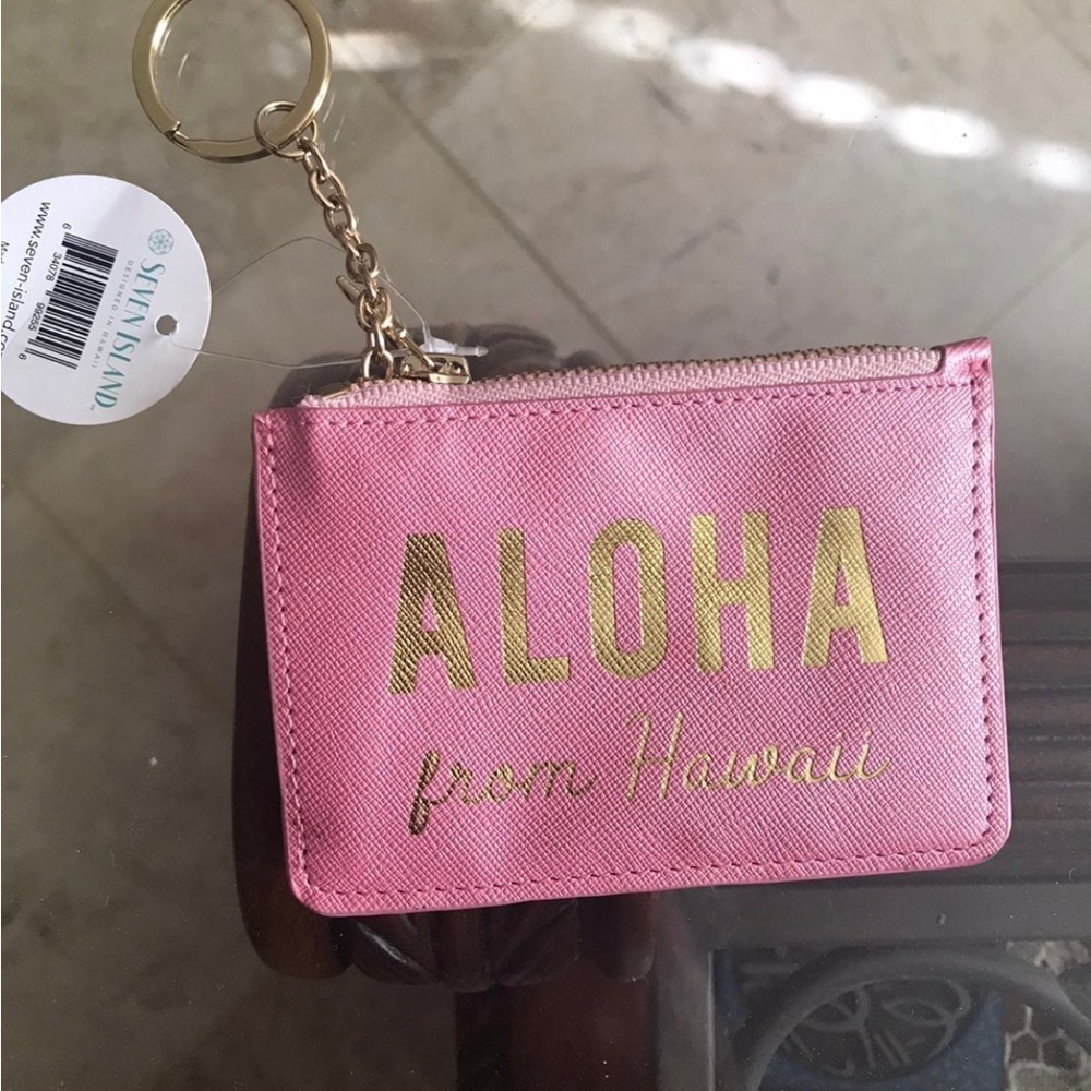 Pink and Gold Aloha Keychain Wallet